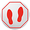 Deflecto Social Distancing Floor Decals, 20" Round, Footprint Stop Sign, Pack Of 6 Discs 1 thumbnail image