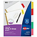 Avery® Big Tab™ Write-On Tab Dividers With Erasable Laminated Tabs, 5-Tab, Multicolor