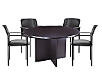 Boss Office Products 42" Round Table And Stackable Guest Chairs Set, Mocha/Black 1 thumbnail image