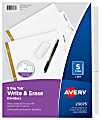 Avery® Big Tab™ Write-On Tab Dividers With Erasable Laminated Tabs, 5-Tab, White