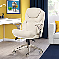 Serta® Works Bonded Leather Mid-Back Office Chair With Back In Motion Technology, Ivory/Silver