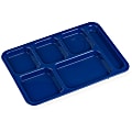 Cambro Camwear 6-Compartment Serving Trays, 10" x 14-1/2", Navy Blue, Set Of 24 Trays