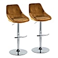 LumiSource Diana Adjustable Bar Stools With Rounded T Footrests, Yellow/Chrome, Set Of 2 Stools