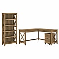 Bush Business Furniture Key West 60"W L-Shaped Corner Desk With 2-Drawer Mobile File Cabinet And 5-Shelf Bookcase, Reclaimed Pine, Standard Delivery 1 thumbnail image