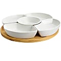 Elama Signature 6 Piece Lazy Susan Appetizer and Condiment Server Set with 5 Serving Dishes and a Bamboo Lazy Suzan Serving Tray 1 thumbnail image