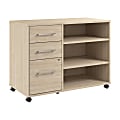 Bush Business Furniture Hustle Office Storage Cabinet With Wheels, Natural Elm, Standard Delivery