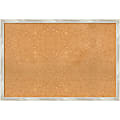 Amanti Art Rectangular Non-Magnetic Cork Bulletin Board, Natural, 38” x 26”, Crackled Metallic Narrow Plastic Frame 1 thumbnail image