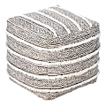 Anji Mountain Taos Pouf Ottoman, Gray/Ivory