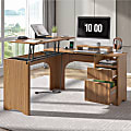 Bestier 55"W L-Shaped Adjustable Height Computer Standing Desk, Walnut, Total Qty 1 1 thumbnail image