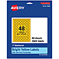 Avery® Print-To-The-Edge Labels With Sure Feed® Technology, 94606-BYP80, Starburst, 1", Matte Bright Yellow, Pack of 3840 1 thumbnail image
