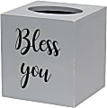 Elegant Designs Decorix Square Wooden Tissue Box Cover With Sliding Base, 6”H x 5-1/2”W x 5-1/2”L, Gray Wash