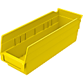 Akro-Mils Grease/Oil Resistant Shelf Bin, Small Size, 4" x 4 1/8" x 11 5/8", Yellow