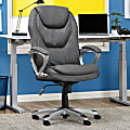 Serta® Works Bonded Leather/Mesh High-Back Office Chair, Light Gray/Silver