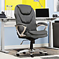 Serta® Works Bonded Leather/Mesh High-Back Office Chair, Light Gray/Silver