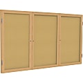 Ghent 3 Door Enclosed Natural Cork Bulletin Board with Oak Wood Frame - 48" Board x 96" Board- Natural Cork Surface - PW34896K 1 thumbnail image