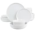 Gibson Home White Deco 16-Piece Fine Ceramic Dinnerware Set, White