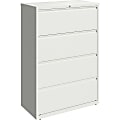 Lorell® 36"W Lateral 4-Drawer File Cabinet, Metal, White