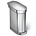 simplehuman Slim Stainless Steel Step Trash Can, With Liner Rim, 11.9 Gallons, Brushed Stainless Steel 1 thumbnail image