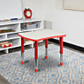 Flash Furniture 27"W Rectangular Plastic Height-Adjustable Activity Table, Red