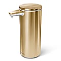 simplehuman Touch-Free Rechargeable Sensor Liquid Soap and Hand Sanitizer Dispenser, 9 Oz, Brass