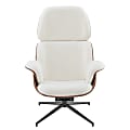 Eurostyle Lennart Faux Leather And Fabric Swivel Lounge Guest Chair, Ivory/Brown