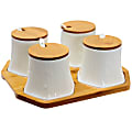 Elama 13-Piece Serving Jar Set, Tall, White/Bamboo