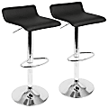 LumiSource Ale Bar Stools, Chrome/Black, Set Of 2 Stools