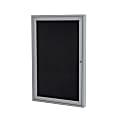 Ghent 1 Door Enclosed Recycled Rubber Bulletin Board, Satin Aluminum Frame, 36"H x 24"W, Black 1 thumbnail image