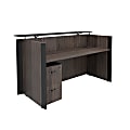 Forward Furniture Allure 80"W 1-Pedestal Reception Desk, File Pedestal, Southern Walnut/Black