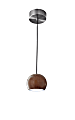 Adesso® Cypress Hanging Pendant Lamp, Round, 3/1/2"W, Walnut Pendant/Brushed Steel Base