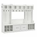 Bush Furniture Woodland Full Entryway Storage Set With Coat Rack And Shoe Bench With Doors, White Ash, Standard Delivery 1 thumbnail image