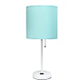 LimeLights Stick Lamp With Charging Outlet, 19-12"H, Aqua Shade/White Base 1 thumbnail image