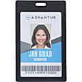 Advantus Vertical Rigid ID Badge Holder - Support 2" x 3.25" Media - Vertical - Plastic - Black - 6 / Pack 1 thumbnail image