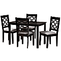 Baxton Studio Henry 5-Piece Dining Set, 29-1/8"H x 43-5/16"W x 27-9/16"D, Gray/Dark Brown