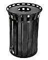 Alpine Industries 38 Gallon Metal-Slatted Outdoor Commercial Trash Can, 36''Hx27''Wx27''D, Black 1 thumbnail image