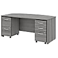 Bush Business Furniture Studio C Bow Front Desk With Mobile File Cabinets, 72"W, Platinum Gray, Standard Delivery