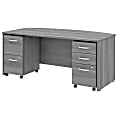 Bush Business Furniture Studio C 72"W Bow-Front Computer Desk With Mobile File Cabinets, Platinum Gray, Standard Delivery 1 thumbnail image