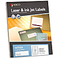 MACO® White Laser/Ink Jet Address Labels, ML-1400, Permanent Adhesive, 1 21/64"W x 4"L, Rectangle, White, 14 Per Sheet, Box Of 1,400