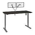 Bestar Upstand Electric 60"W Standing Desk With Dual Monitor Arm, Deep Gray 1 thumbnail image