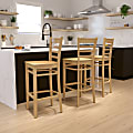 Flash Furniture Wooden Restaurant Barstool With Ladder Back, Natural