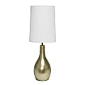 Simple Designs 1-Light Teardrop Table Lamp, 19-1/2"H, White Shade/Gold Base