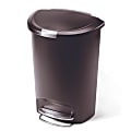 simplehuman Semi-Round Plastic Step Trash Can, 13.2 Gallons, Mocha