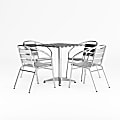Flash Furniture Square Aluminum Indoor-Outdoor Table with 4 Slat-Back Chairs, 27-1/2"H x 27-1/2"W x 27-1/2"D, Aluminum