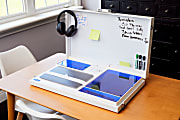 Victor Worky 15-in-1 Home Office Portable Mobile Workstation Desk With Built-in Storage, 16-1/2”H x 26”W x 3-1/2”D, White 1 thumbnail image