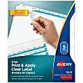 Avery® Customizable Index Maker® Dividers For 3 Ring Binder, Easy Print & Apply Clear Label Strip, 5 Tab, White, Pack Of 5 Sets