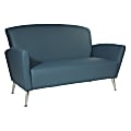 Office Star™ Leather Loveseat, Blue/Chrome 1 thumbnail image