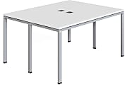Boss Office Products Simple System Double Desk, Face To Face, 24”H x 48”W x 29-1/2”D, White