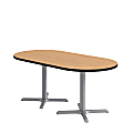 KFI Studios Proof Racetrack Conference Table With Pedestal X Base, 29”H x 36”W x 72”D, Natural/Silver 1 thumbnail image