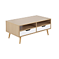 LumiSource Astro Contemporary Sideboard Coffee Table, 29-3/4”H x 55-1/4”W x 15-3/4”D, Natural/White