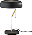 Adesso® Timothy Table Lamp, 17"H, Black Shade/Black & Antique Brass Base